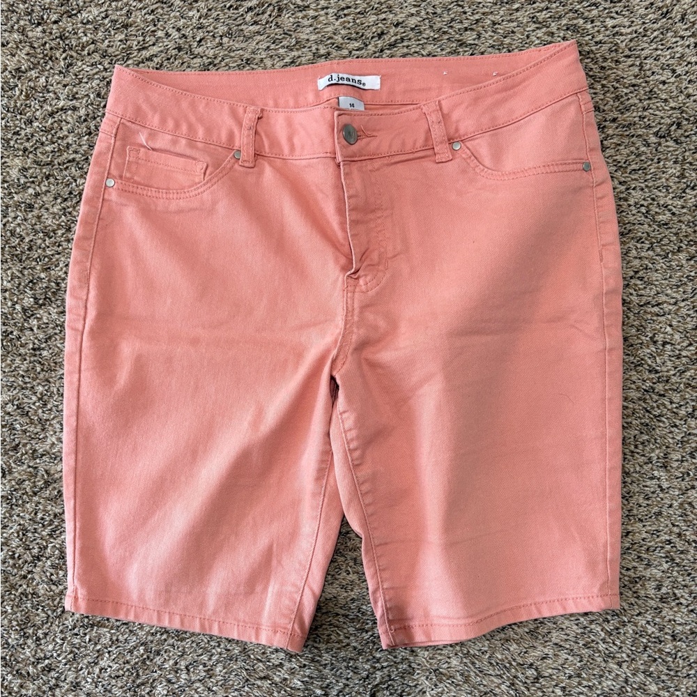 d. jeans Coral Peach Denim Bermuda Shorts